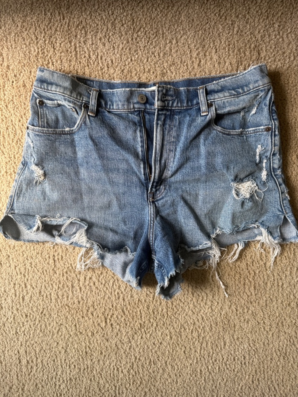 Abercrombie & Fitch Light Blue Distressed Denim Cutoff Shorts